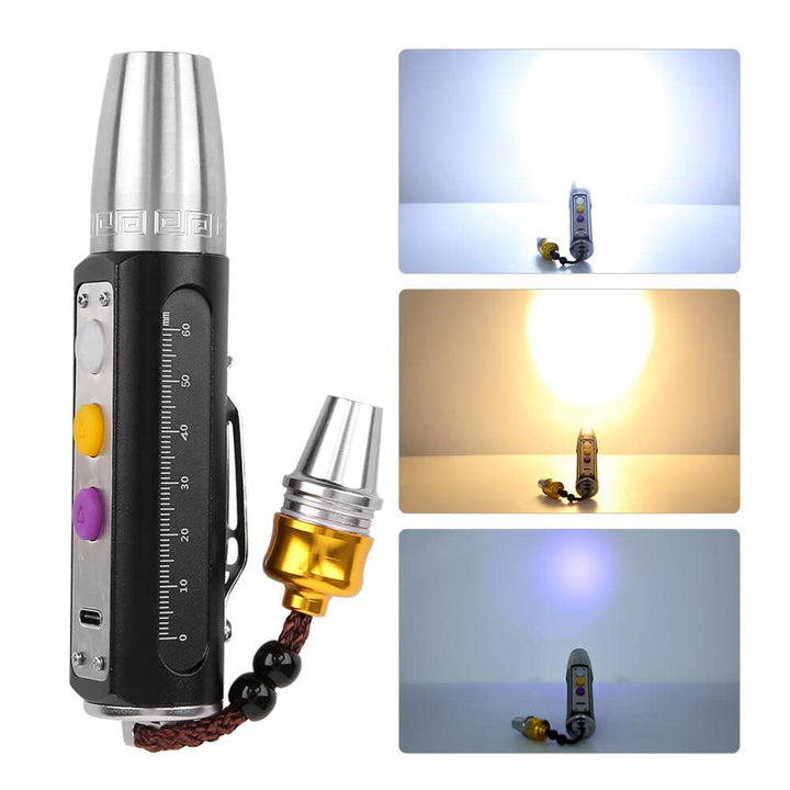 Yuehuamech Jade Appraisal Flashlight Portable 3 LEDs Expert Torch USB Rechargeable Jewelry Flashligh