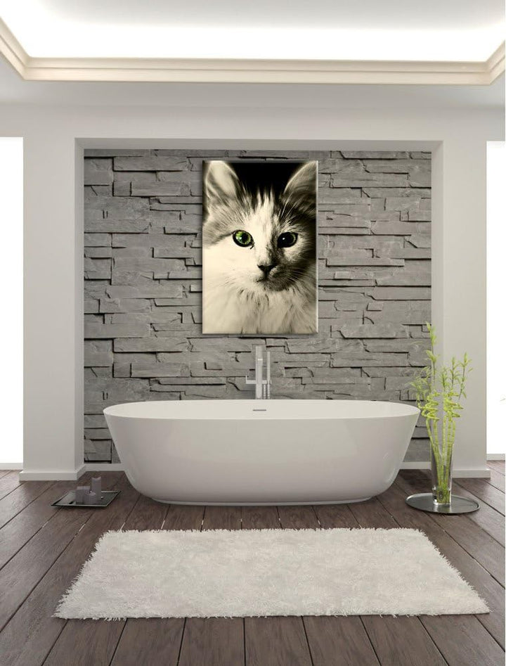 Pixxprint anmutige Katze auf Leinwand, XXL riesige Bilder fertig gerahmt mit Keilrahmen, Kunstdruck