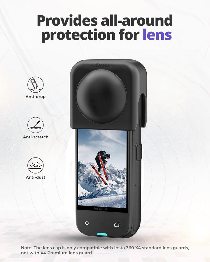 Semaiki Silikonhülle für insta360 X4,Silikonschutz mit Objektivdeckel und 2X Displayschutzfolien kom