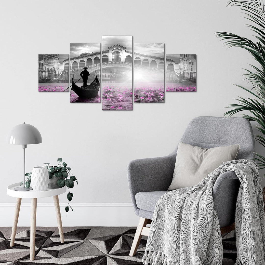 Runa Art Wandbilder Venedig Italien 5 Teilig Bild auf Vlies Leinwand Deko Wohnzimmer Schlafzimmer St