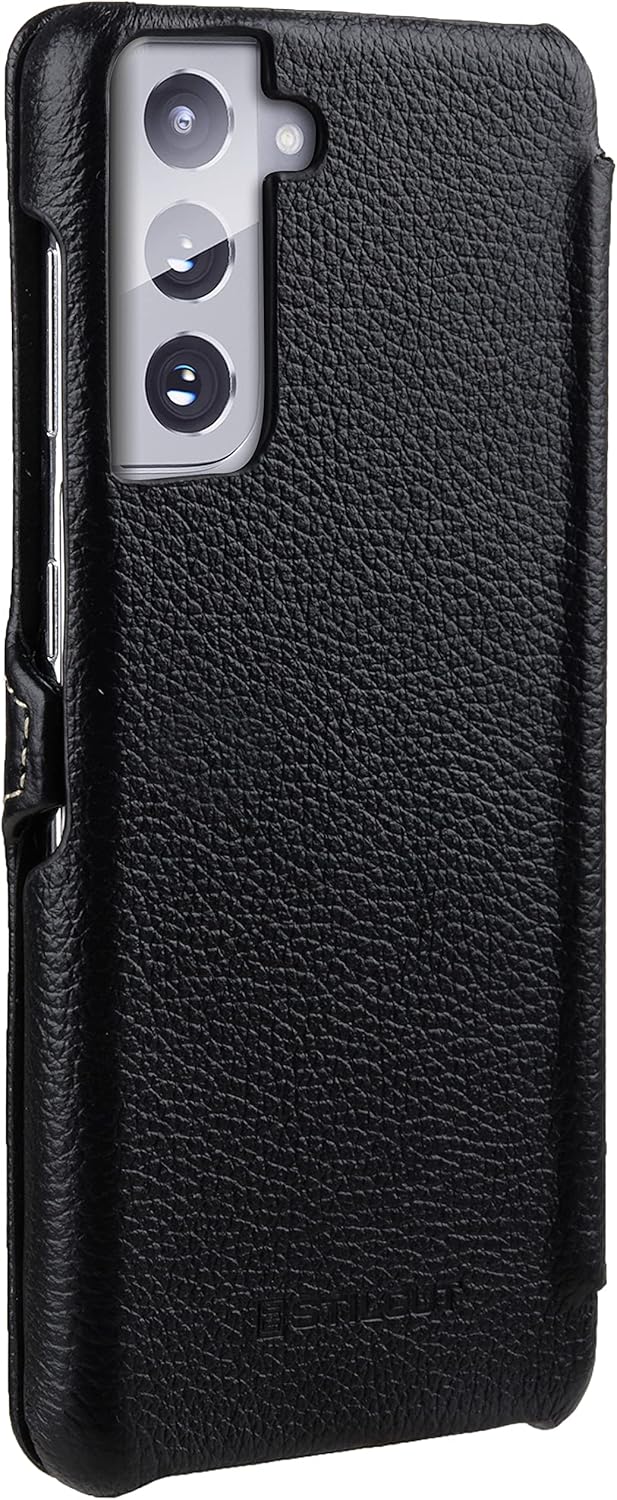 STILGUT Book Case kompatibel mit Samsung Galaxy S21 Plus 5G Hülle aus Leder mit Clip-Verschluss, Led