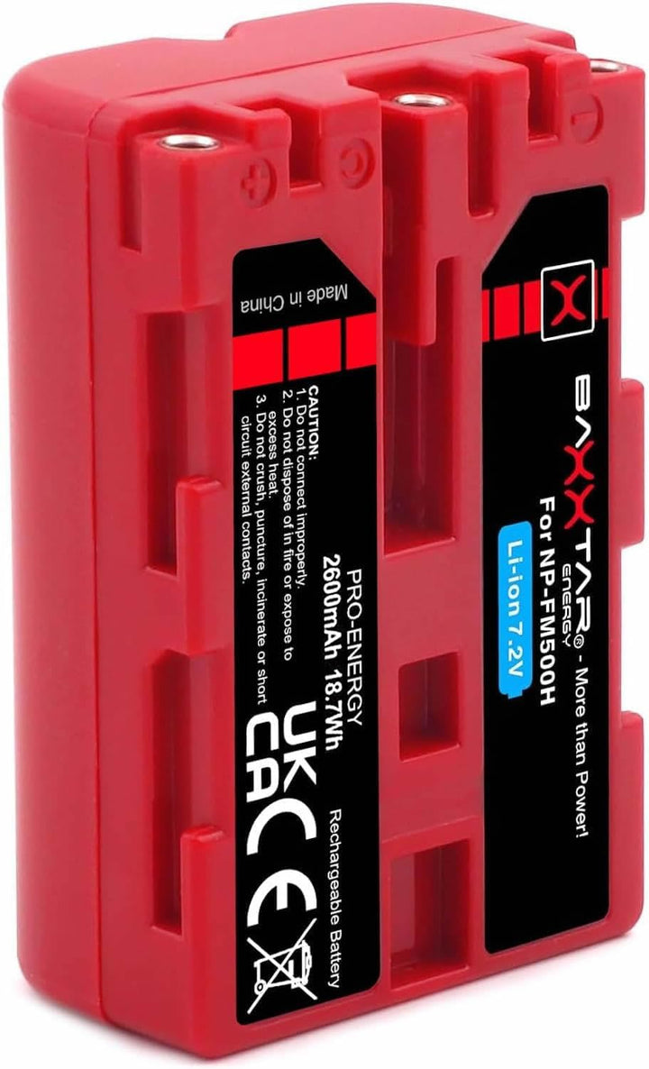 2X Baxxtar PRO - Ersatz für Akku Sony NP-FM500H (echte 2040mAh UL-Zertifikat) mit Infochip - kompati
