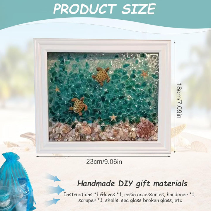 Seeglas-Kunstset, gebeiztes Seeglas-Kunstset mit Fotorahmen, Mosaik-Bastelset, DIY-Seeglas zum Baste