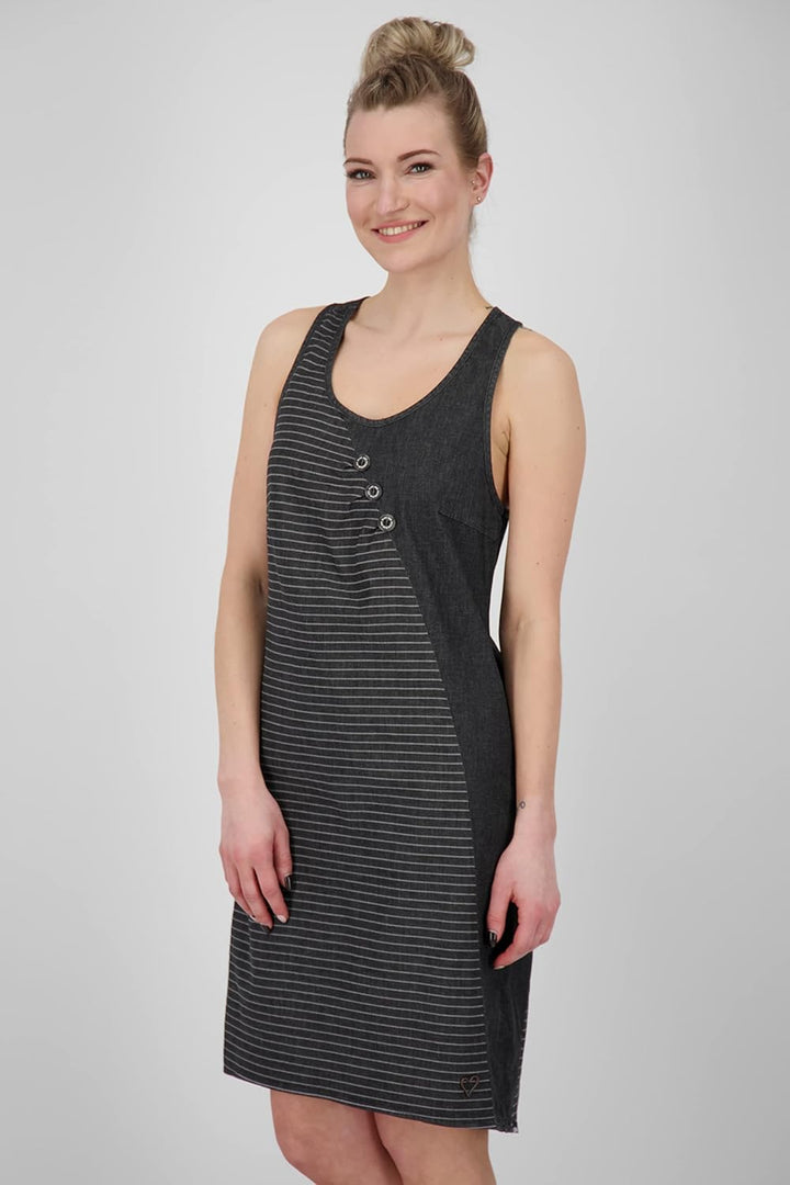 ALIFE and Kickin CameronAK DNM B Top Dress Damen Sommerkleid, Kleid S Black Denim, S Black Denim