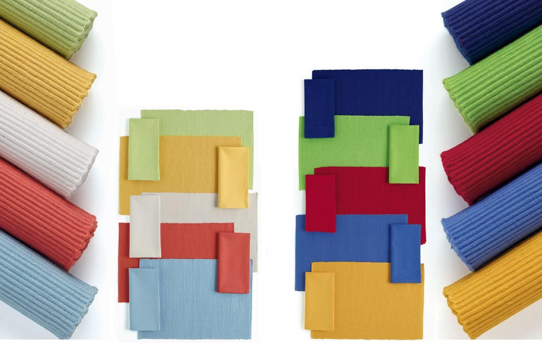 DII Basic Everyday Gerippte Tischset 100% Baumwolle Tischset 13x19 Tango Red 6-teilig Rot - Tango Re