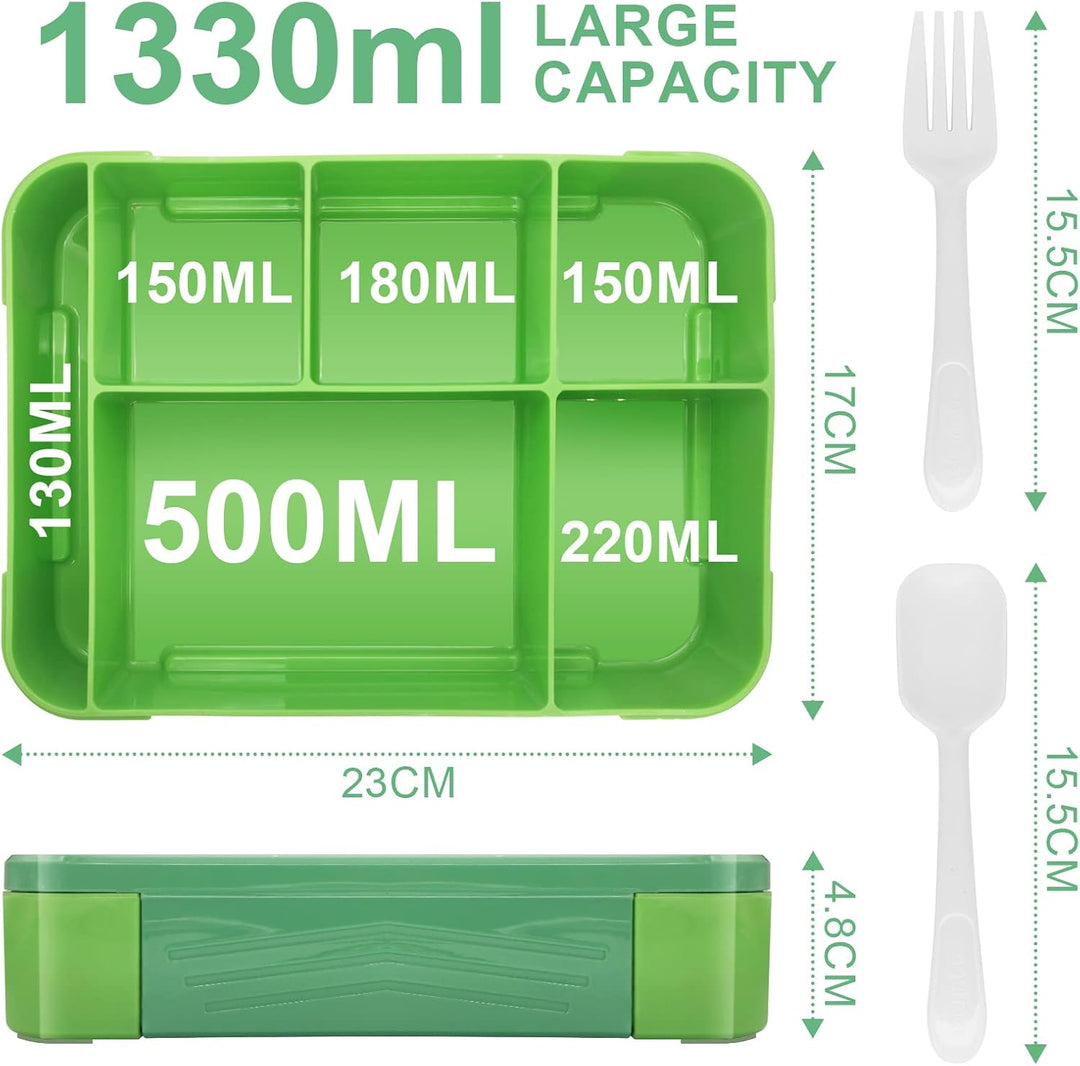 IJIAMY Brotdose Kinder mit Fächern, 1300ml Jausenbox Kinder, Auslaufsicher Bento Box, Lunchbox Kinde