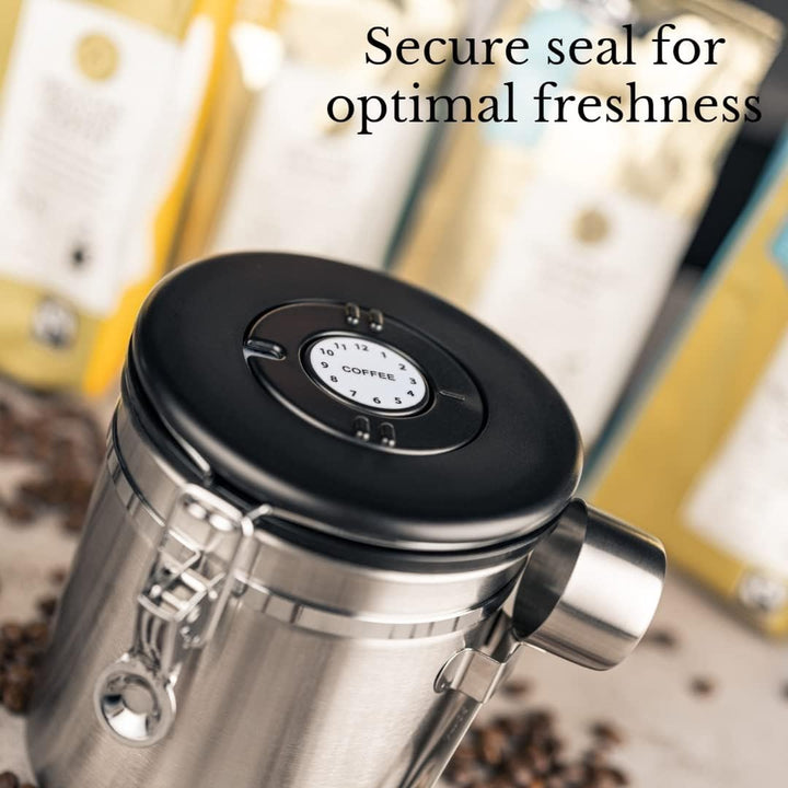 Café Olé CC-750S Luftdichte Kaffeedose, sowohl für Bohnen- als auch für gemahlenen Kaffee, Edelstahl