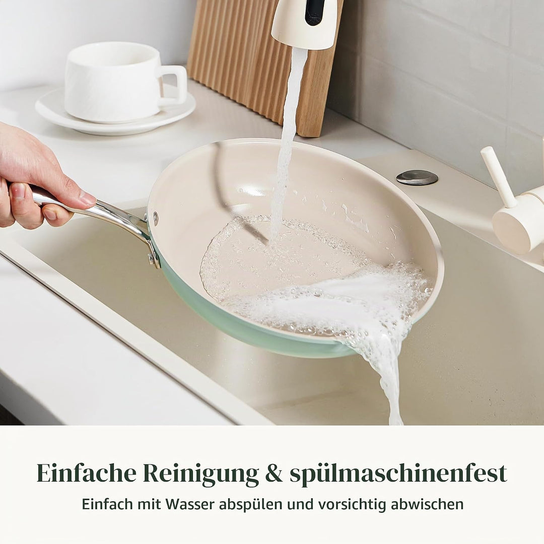 Redchef Keramik Pfanne Induktion 28cm, Antihaft Keramikbeschichtung Bratpfannen mit Edelstahlgriff,