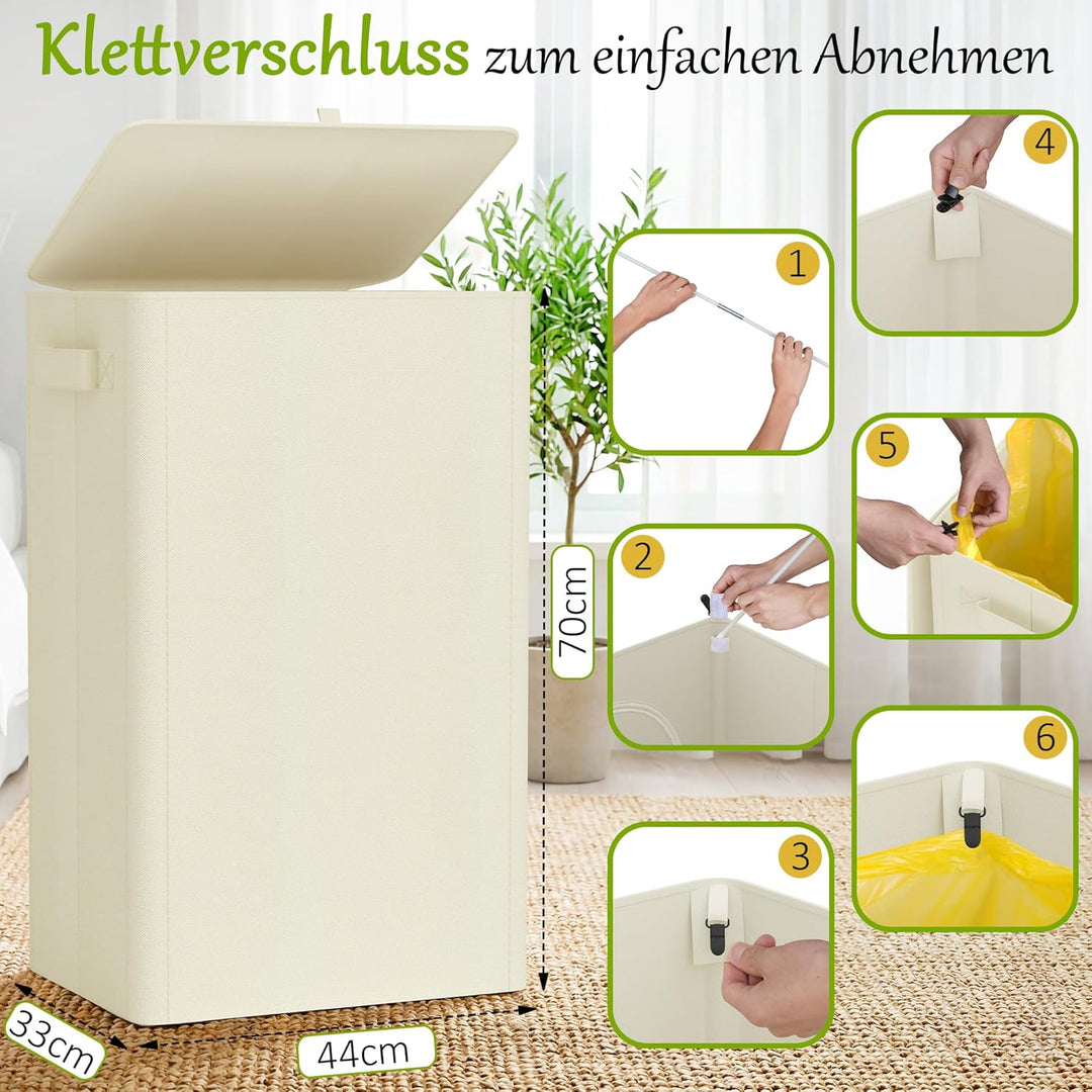iEGrow Gelber Sack Mülleimer 100L, Mülleimer mit Deckel, Müllsackständer für Gelbe Säcke, Reissversc