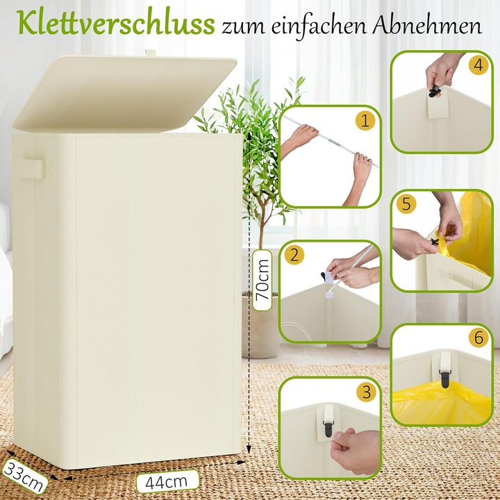 iEGrow Gelber Sack Mülleimer 100L, Mülleimer mit Deckel, Müllsackständer für Gelbe Säcke, Reissversc