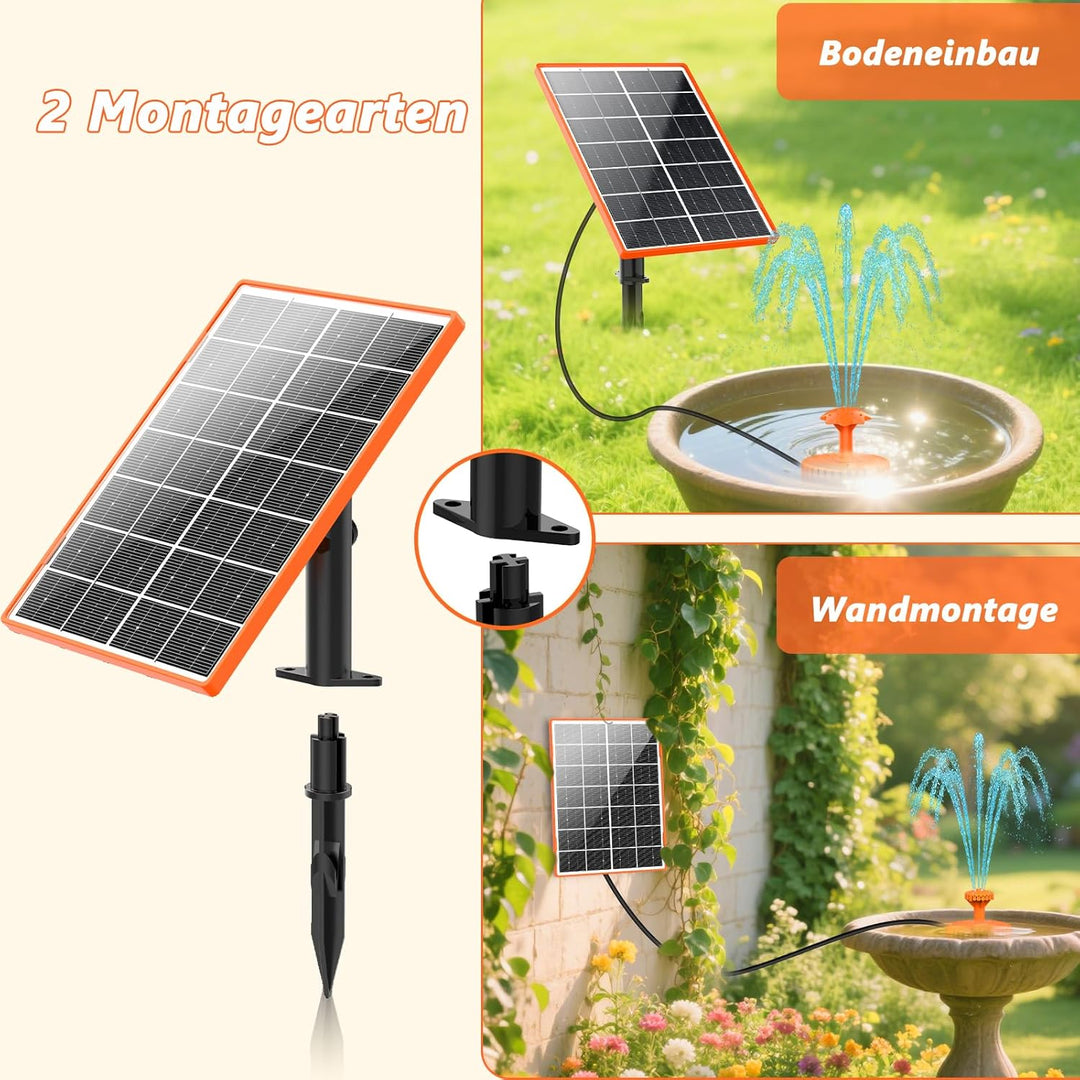 AISITIN Solar Springbrunnen für Aussen, 4,5W Solar Fontäne Pumpe mit Verschiedene Sprüh Effekten,Ora