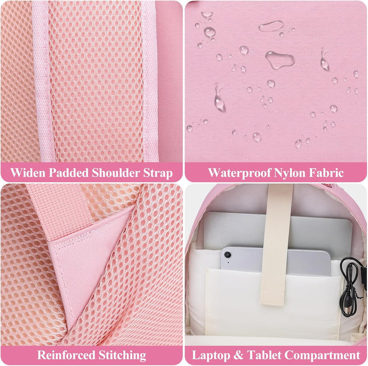 kadilong Rucksack Schule Mädchen Rucksack Laptop Damen 15,6 Zoll für Uni,Schultasche Schulranzen mit