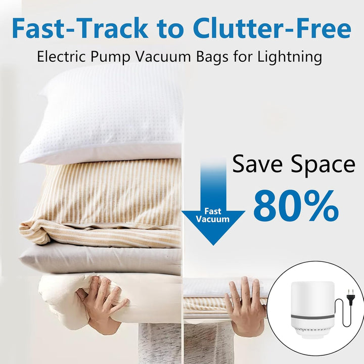 Vakuumbeutel für Kleidung mit Elektrischer Luftpumpe, 9 Stück Vacuum Bags (3x100x80cm, 3x70x50cm, 3x