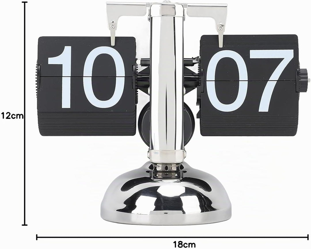 TOPINCN Retro-Stil Klapp-Schreibtisch-Regaluhr, 304 Edelstahl-Klappuhr, Grosse Zahl, Batteriebetrieb