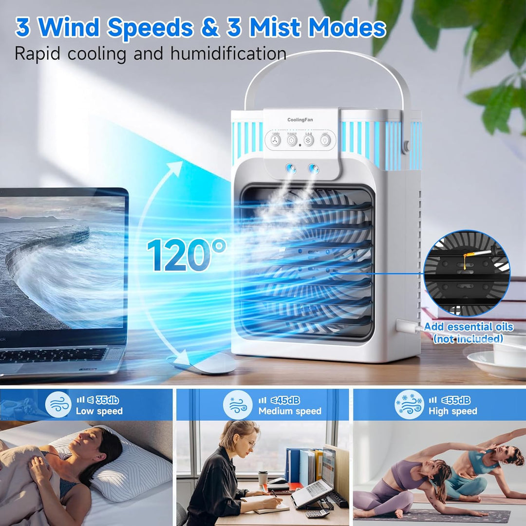 1200ml Mobile Klimaanlage mit Fernbedienung, 5 in 1 Mobiles Klimagerät, 3 Geschwindigkeiten, 3 Nebel