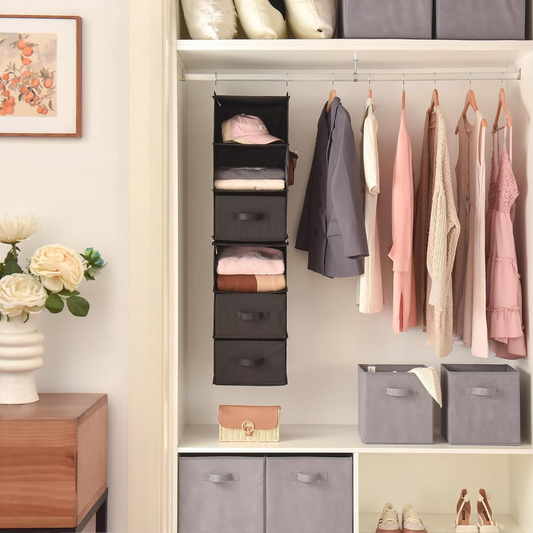 GRANNY SAYS Hängeorganizer Schrank, 1 Stück Hängeregal Stoff mit Schubladen, Schwarz Hängeaufbewahru
