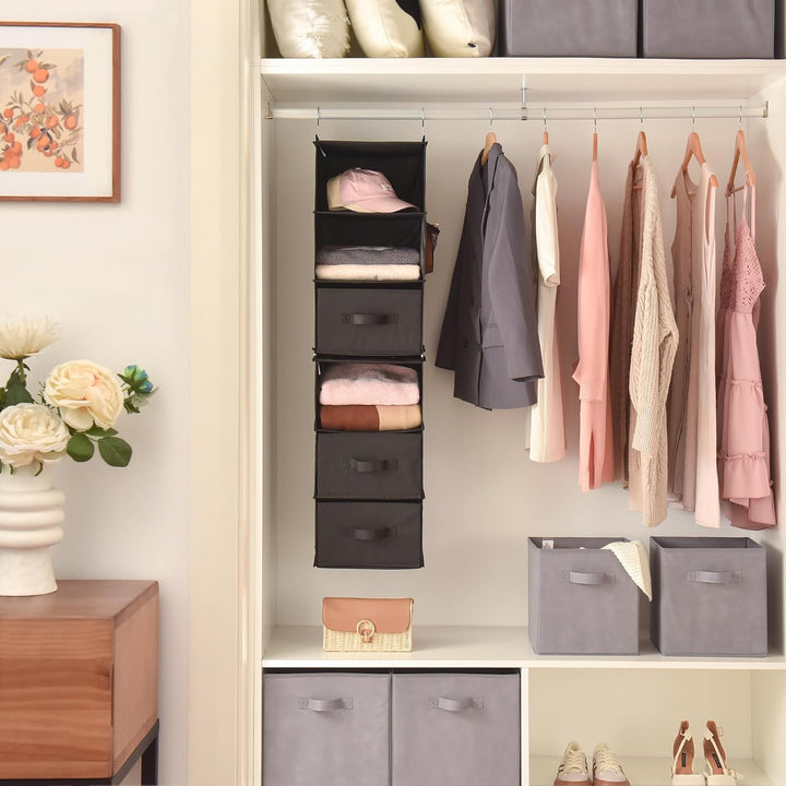 GRANNY SAYS Hängeorganizer Schrank, 1 Stück Hängeregal Stoff mit Schubladen, Schwarz Hängeaufbewahru