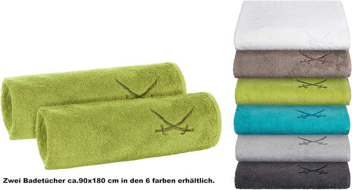 Sansibar Badetuch 2er Set 90x180 cm 100% Baumwolle mit gesticktem Säbel Logo Strandtuch Saunatuch Gr