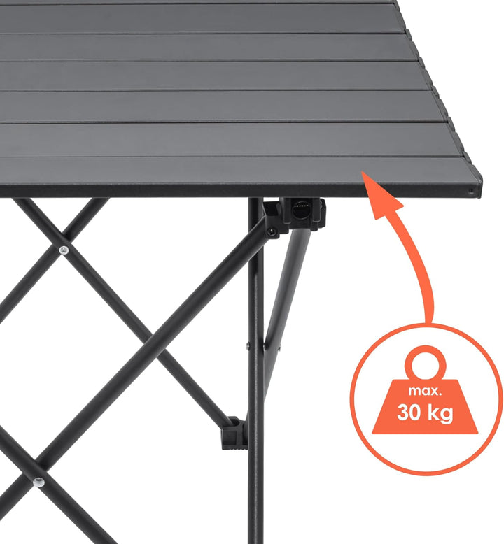 Camping Klapptisch schwarz mit Tragetasche - 56 x 40 cm - Universal Gartentisch mit einrollbarer Tis