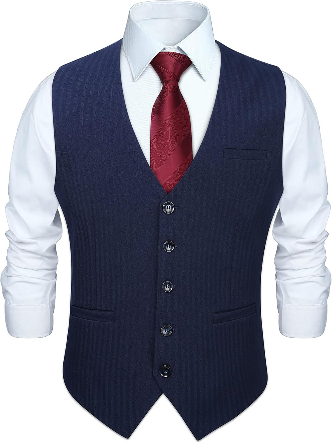 HISDERN Herren Anzugweste Formale Hochzeit Klassische Retro Baumwolle V-Ausschnitt Einfarbige Elegan