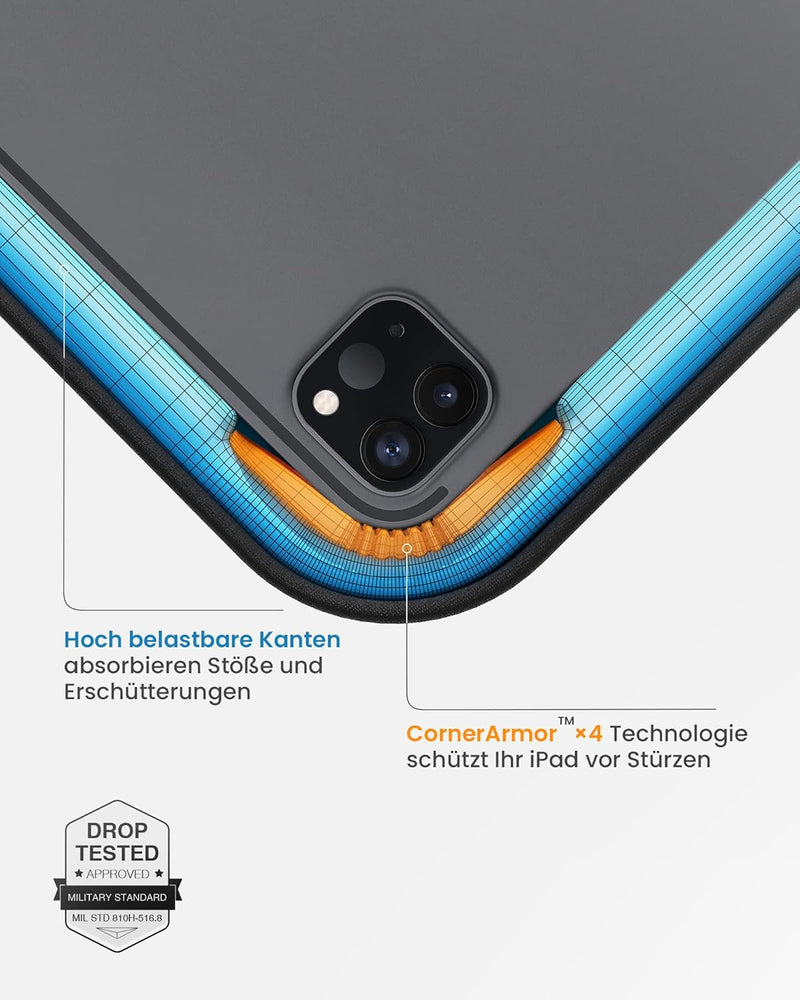 tomtoc 360° Tablet Tasche für 11 Zoll iPad Pro M4 OLED 2024, 11 Zoll iPad Air M2 2024, 11 Zoll iPad