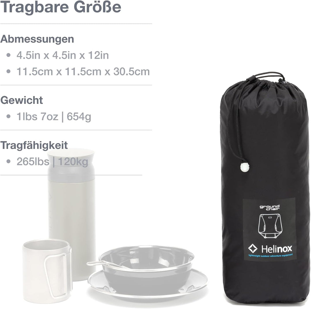 Helinox Ground Chair | Robuster, ultraleichter, Faltbarer, tragbarer Stuhl für Camping, Rucksack-, W