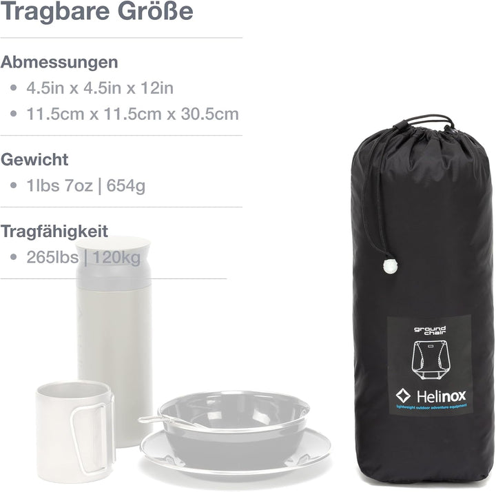 Helinox Ground Chair | Robuster, ultraleichter, Faltbarer, tragbarer Stuhl für Camping, Rucksack-, W
