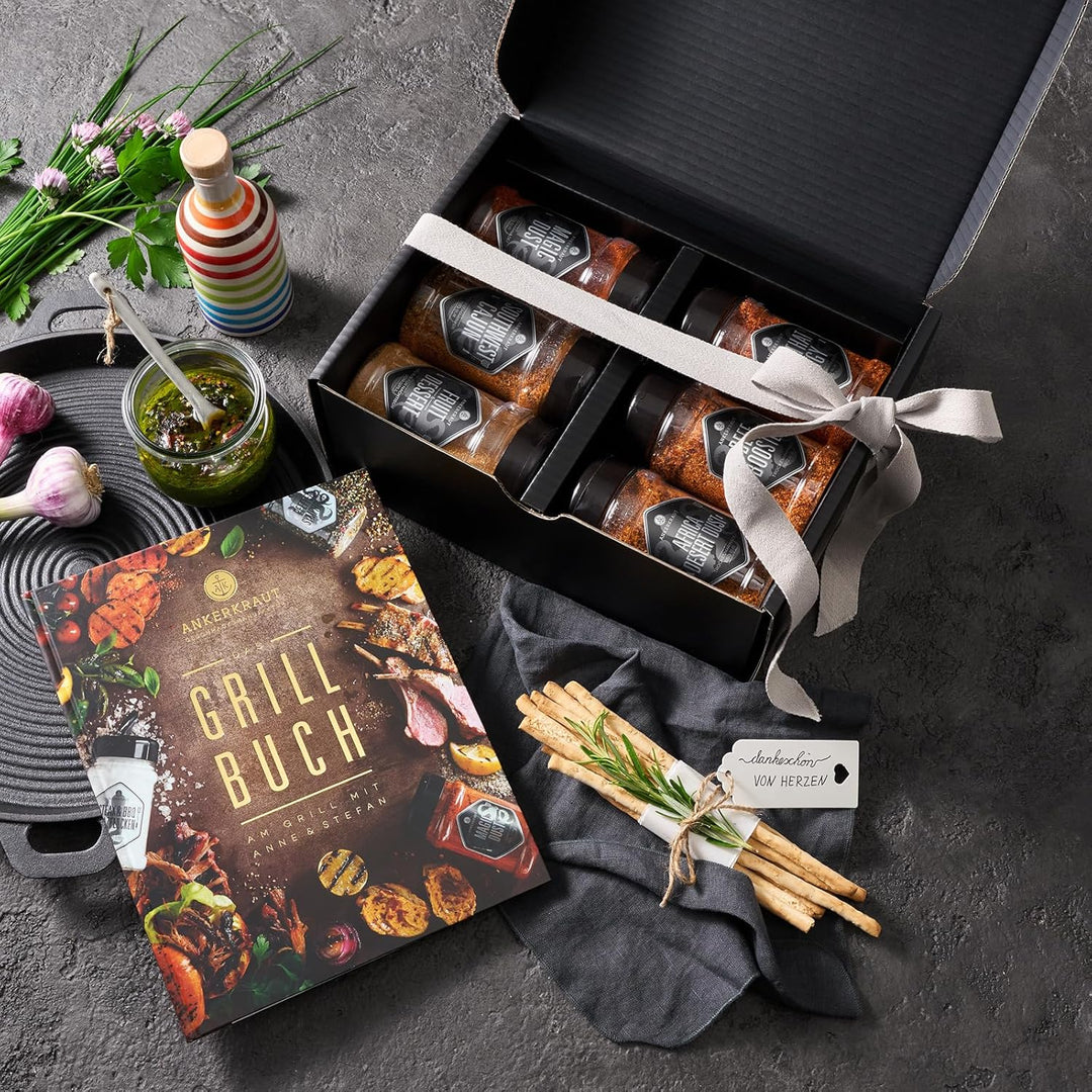 Ankerkraut Grillbuch-Set mit 6 Streuern, 1320g Gewürze plus Buch im Bundle Single, Single