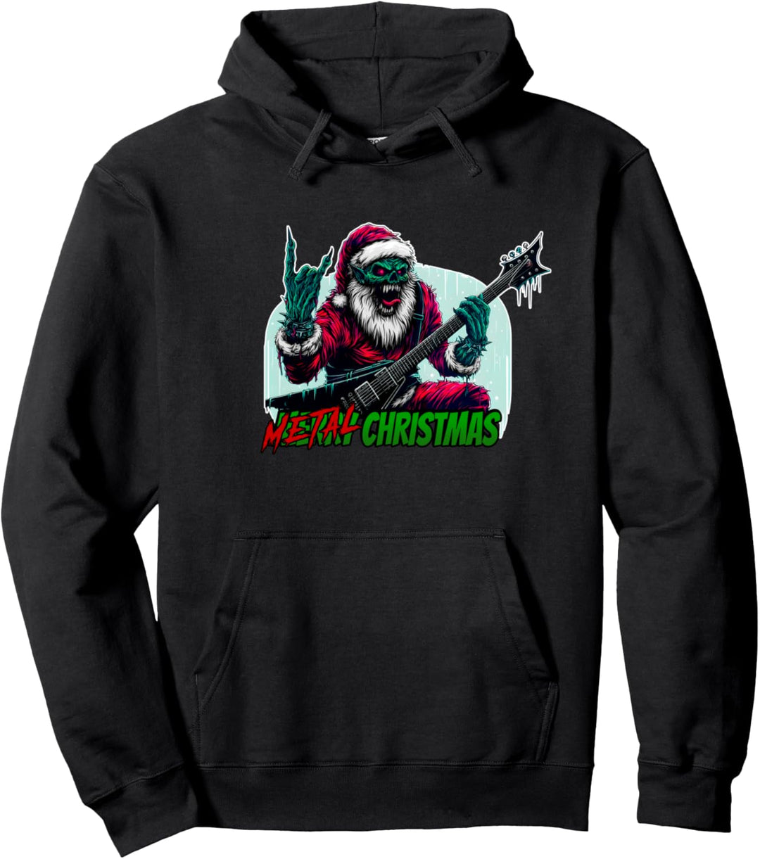 Heavy Metal Weihnachten Satanischer Weihnachtsmann Schädel Pullover Hoodie