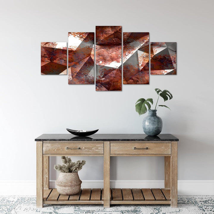 Runa Art Wandbilder 3D Effekt 5 Teilig Bild auf Vlies Leinwand Deko Wohnzimmer Abstrakt Illusion Bra