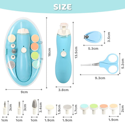 Vicloon Elektrische Baby Nagelfeile,12 in 1 Nagelpflege Nageltrimmer mit Ersatz-Aufsätzen und USB-La