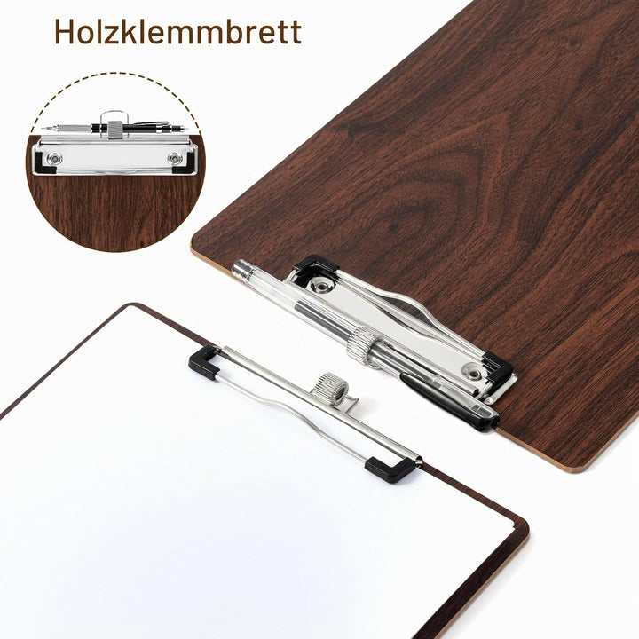 10 Stück A5 Klemmbrett aus Holz,Klemmbrett Holz mit Stifthalter | Klemmbretter für Geschäft,Büro, Sc
