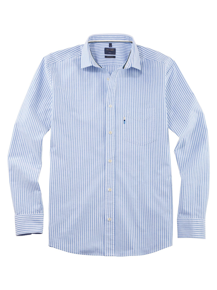 OLYMP Herren Freizeithemd Langarm Casual,Gestreift,Regular fit,Kent-Kragen,bleu XXL Bleu 11, XXL Ble