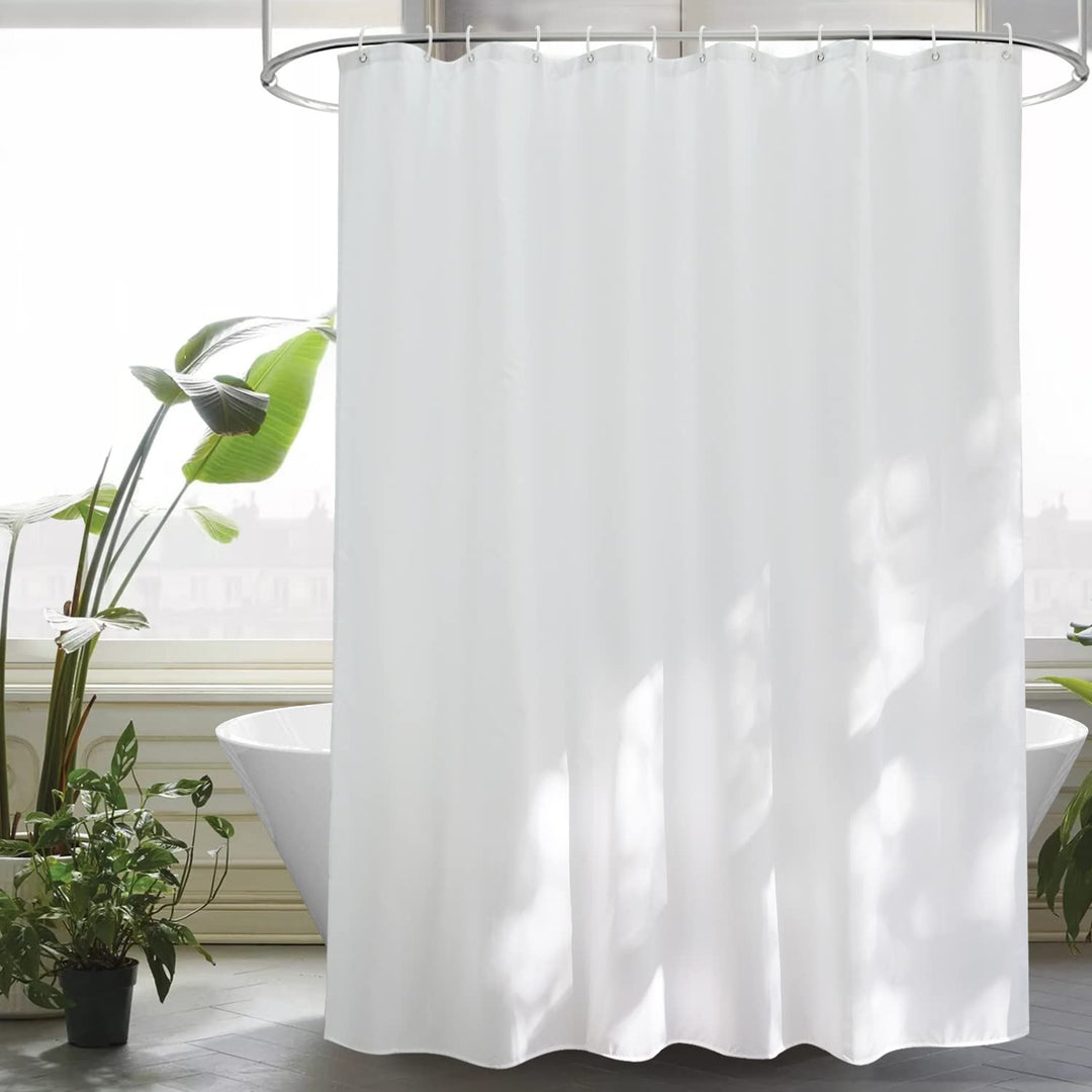 Extra Breit Duschvorhang 240x200, Weiss Textil Stoff Dusch Vorhang für Bad Badewanne, Anti Schimmel