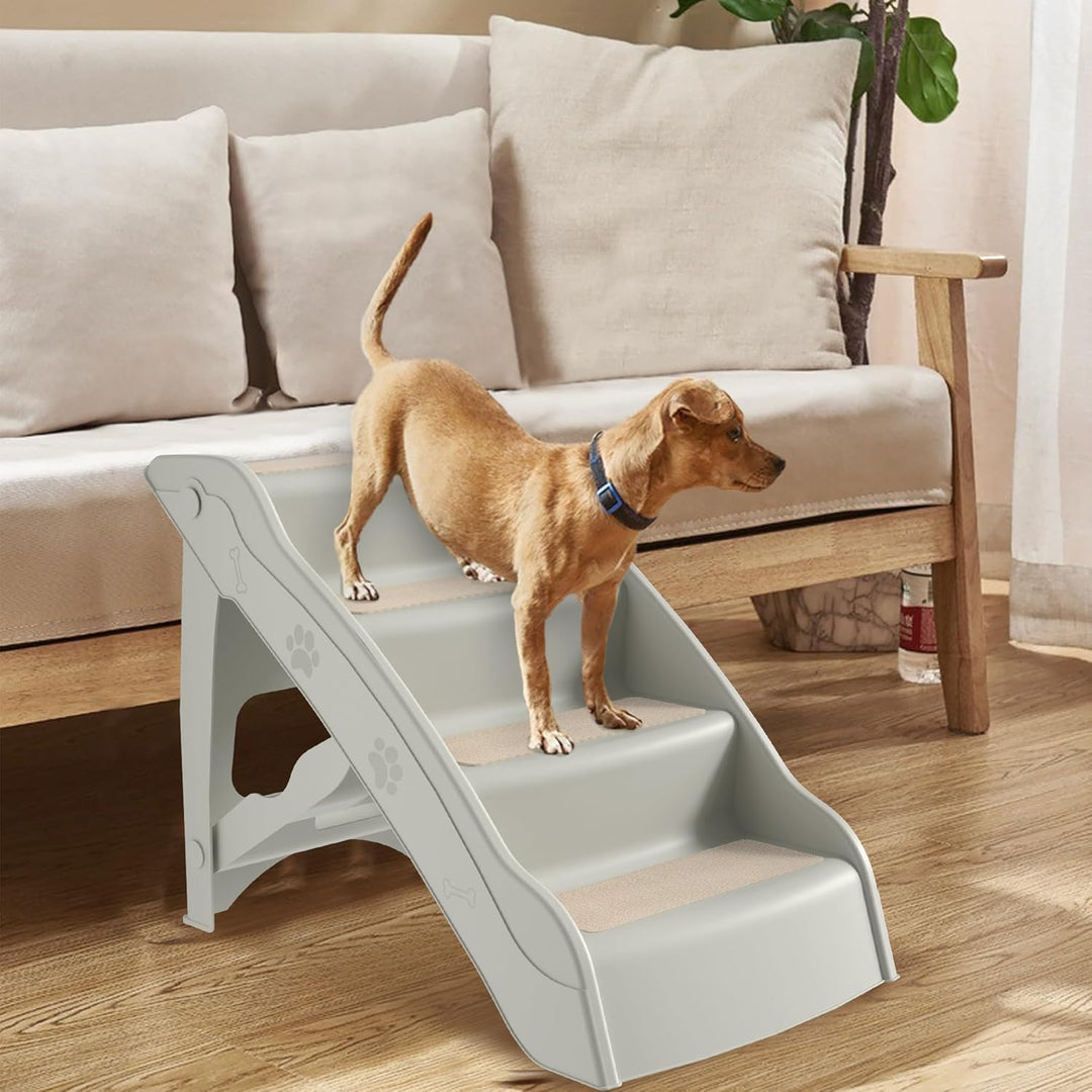 Aufun Hundetreppe 4 stufige Katzentreppe haustiertreppe bis zu 50cm hoch, Faltbare Treppe ideal für