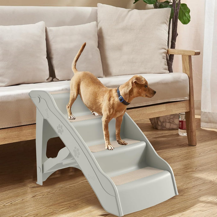 Aufun Hundetreppe 4 stufige Katzentreppe haustiertreppe bis zu 50cm hoch, Faltbare Treppe ideal für