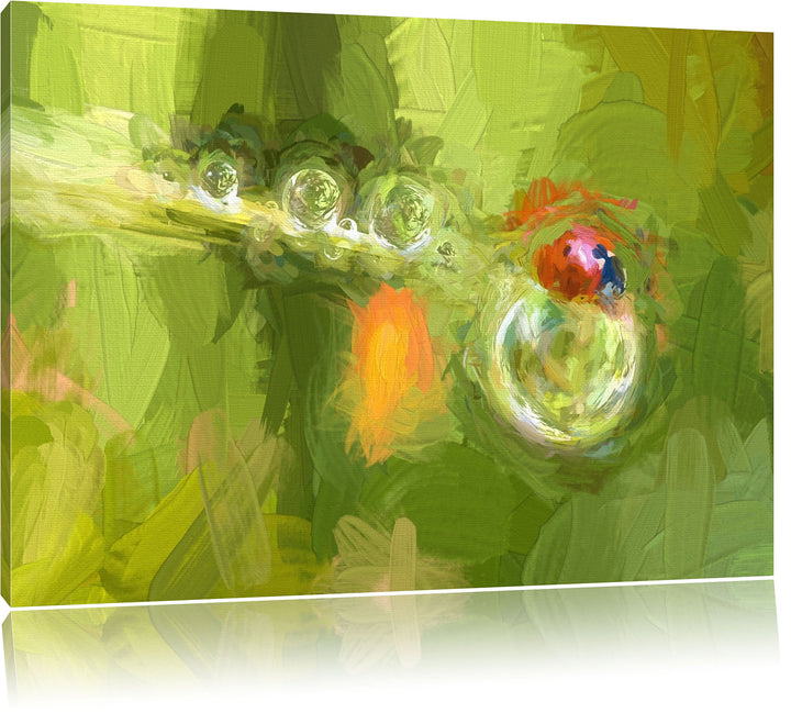 Pixxprint Marienkäfer als Leinwandbild/Grösse: 100x70 / Wandbild/Kunstdruck/fertig bespannt, 100x70