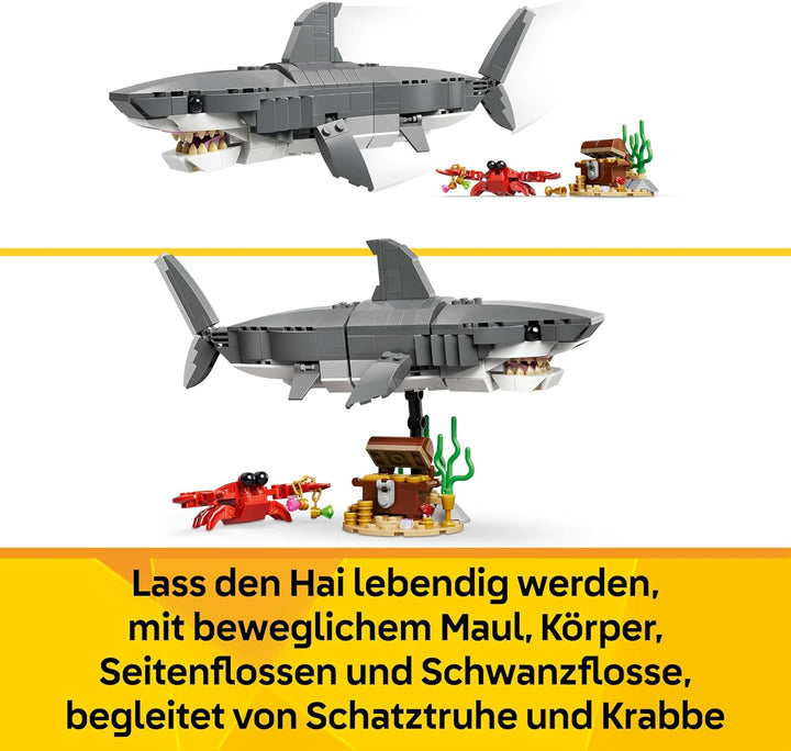 LEGO Creator 3-in-1-Set Wilder Hai mit Schatztruhe - Kreatives Spielzeug & Konstruktionsspielzeug -