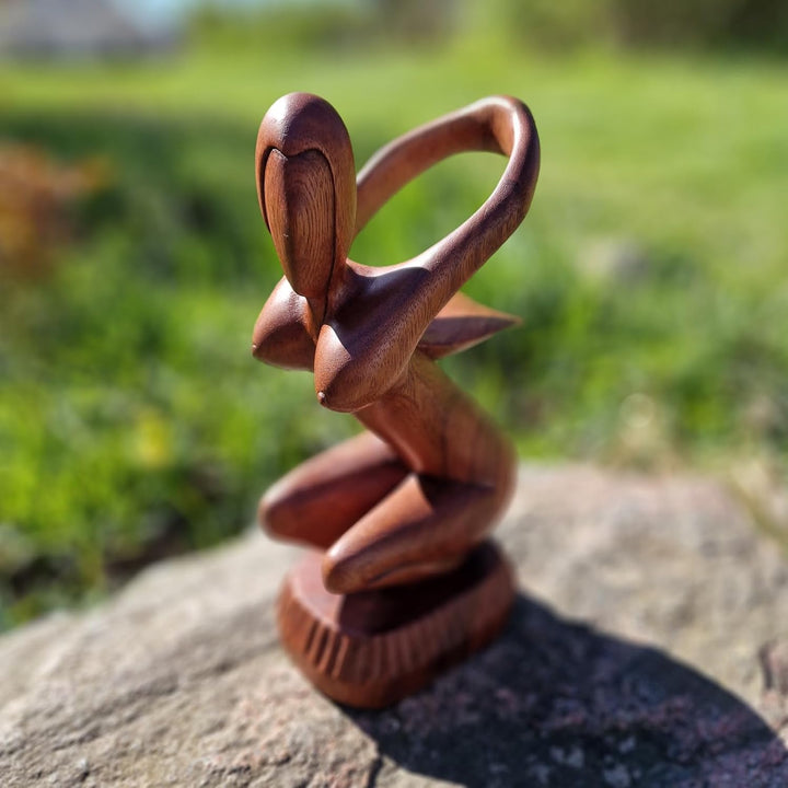 budawi® Weinflaschenhalter Frau Nackt | Holzskulptur aus Bali | Flaschenhalter Holzfigur | Handarbei