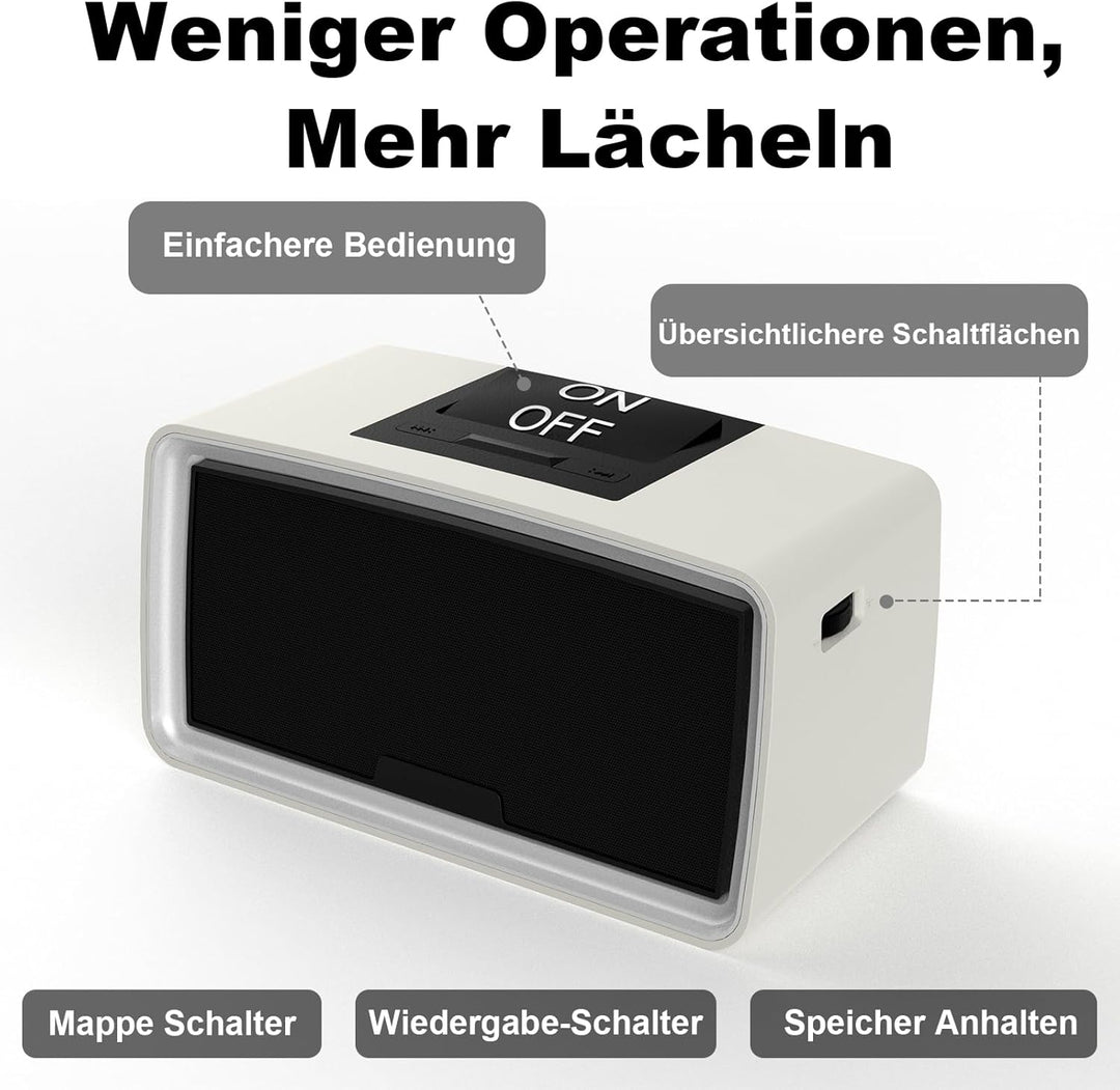 Healvaluefit Einfache Musik-Player für ältere Menschen,Einfacher Hörbuch-Player mit 32GB TF-Karte &