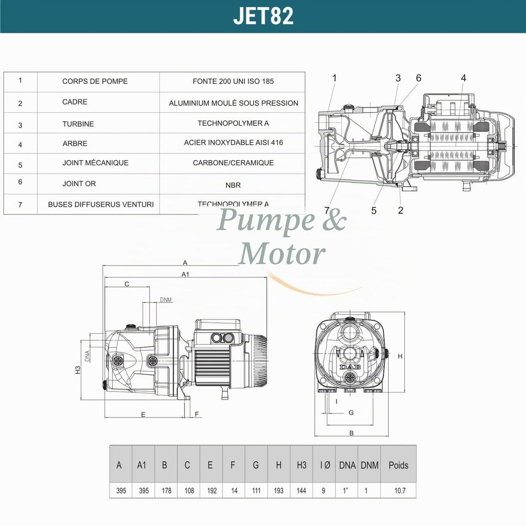 DAB JET 82 M Elektropumpe selbstansaugend 0,6 kW einphasig (102660020)
