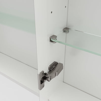 AQUABATOS Spiegelschrank Bad 50 x 70 cm ohne Beleuchtung Aluminium Rahmen Weiss matt Eintürig doppel