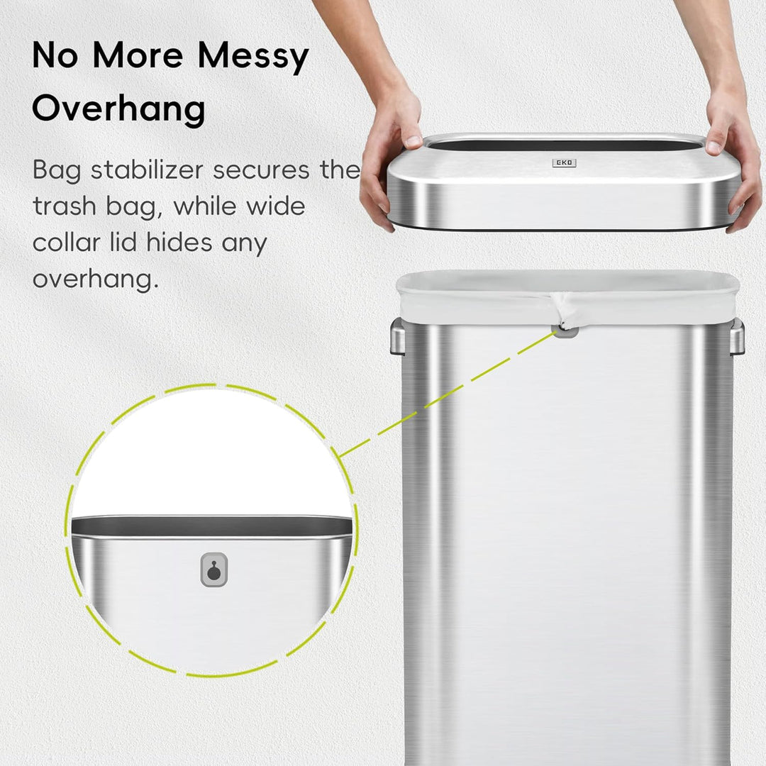 EKO Urban 90 Liter offener Mülleimer aus Edelstahl, schmal, kommerzielle Qualität, grosser Mülleimer