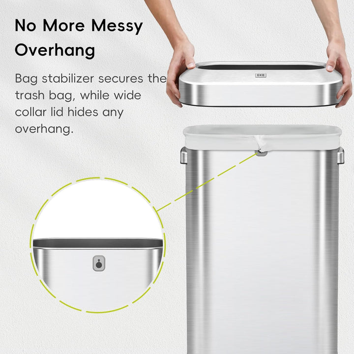 EKO Urban 90 Liter offener Mülleimer aus Edelstahl, schmal, kommerzielle Qualität, grosser Mülleimer