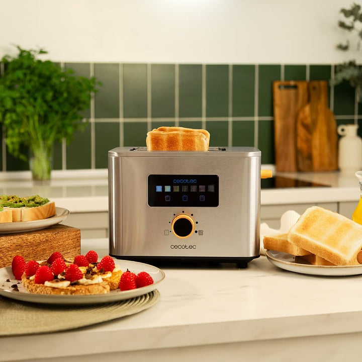 Cecotec Vertikaler Toaster mit 2 Kurzschlitzen Touch&Toast Double, 950 W, 2 Scheiben Brot, Extra bre