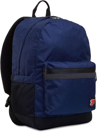 Seven Schulrucksack und Freizeit THE DOUBLE PRO mit Powerbank, blau, L, American Dunkelblau I, Dunke