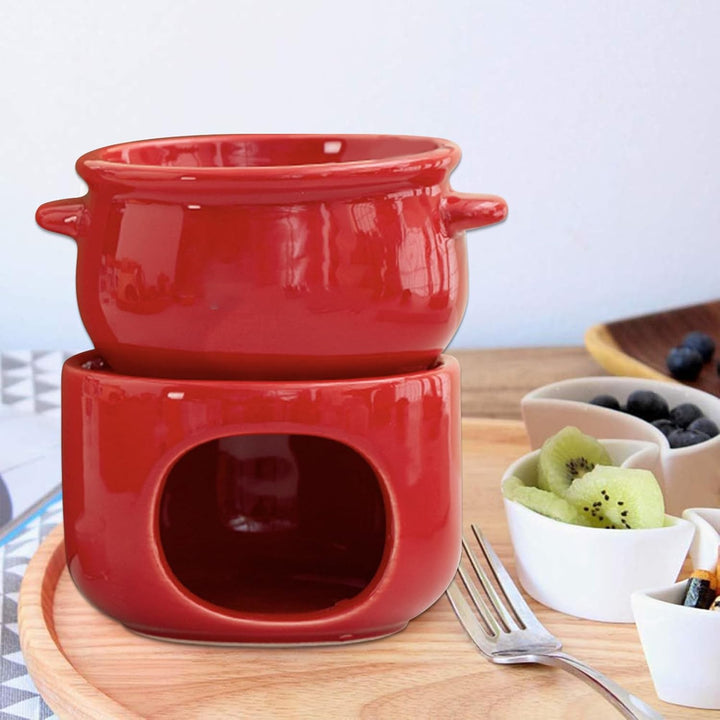 Fondue Becher | Keramischer Hitzebeständiger Wärmetopf - Schokoladen Schmelzbecher Mit Gabeln | Für