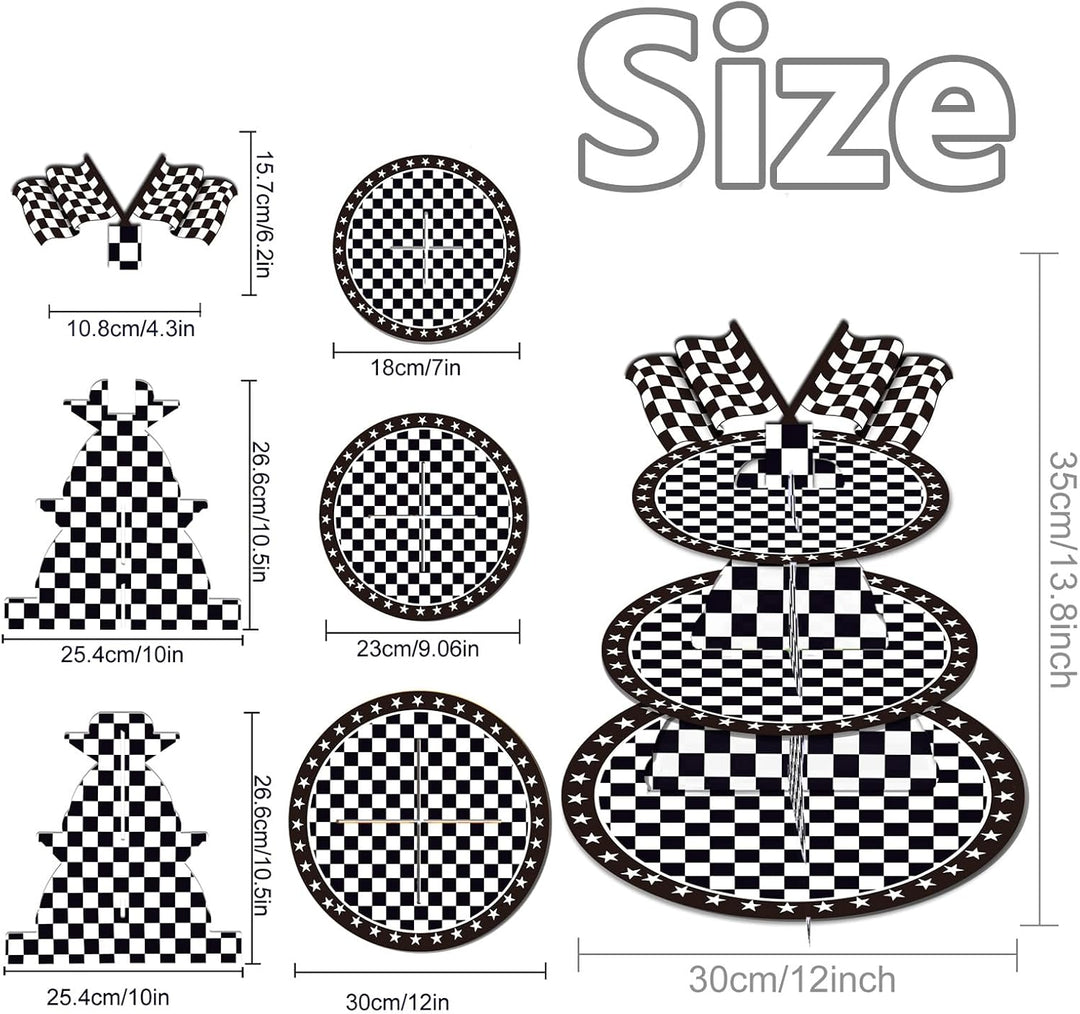 3-stöckiger Cupcake Ständer Rennen, Papp Tortenständer für Muffins, Dessert Etagere, Rennen Party Ti