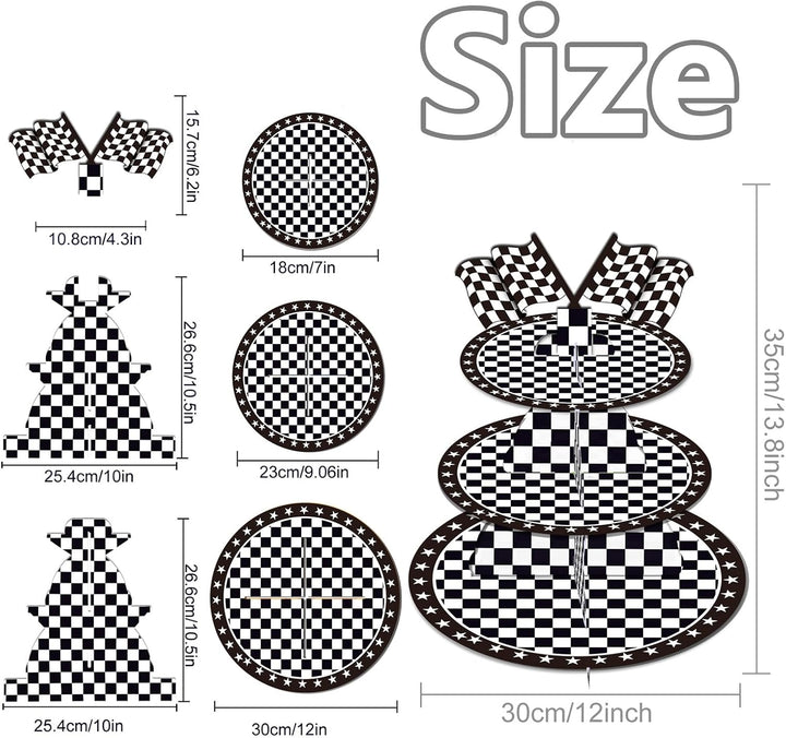 3-stöckiger Cupcake Ständer Rennen, Papp Tortenständer für Muffins, Dessert Etagere, Rennen Party Ti