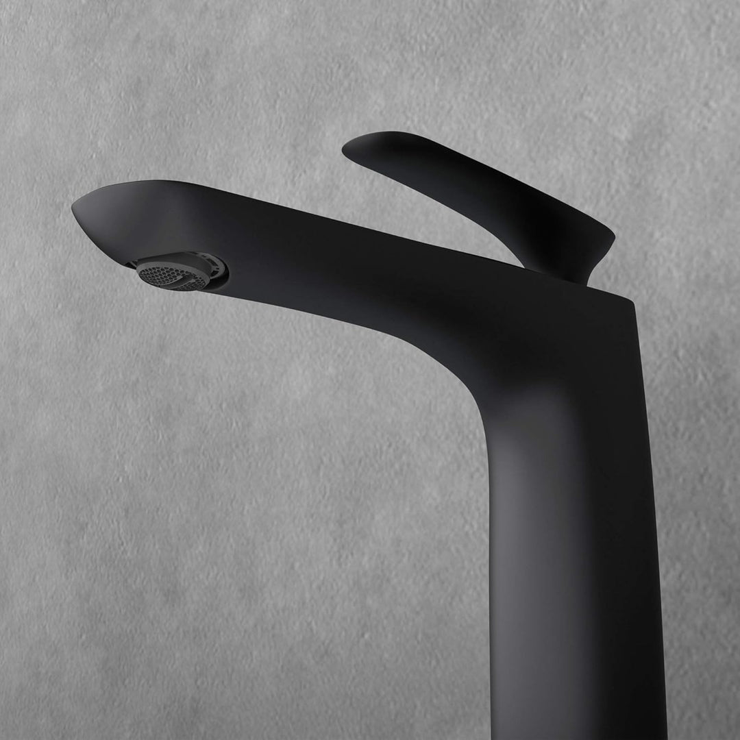 doporro Design Armatur Wasserhahn Bad Schwarz matt | Waschtischarmatur für Waschbecken | Waschbecken